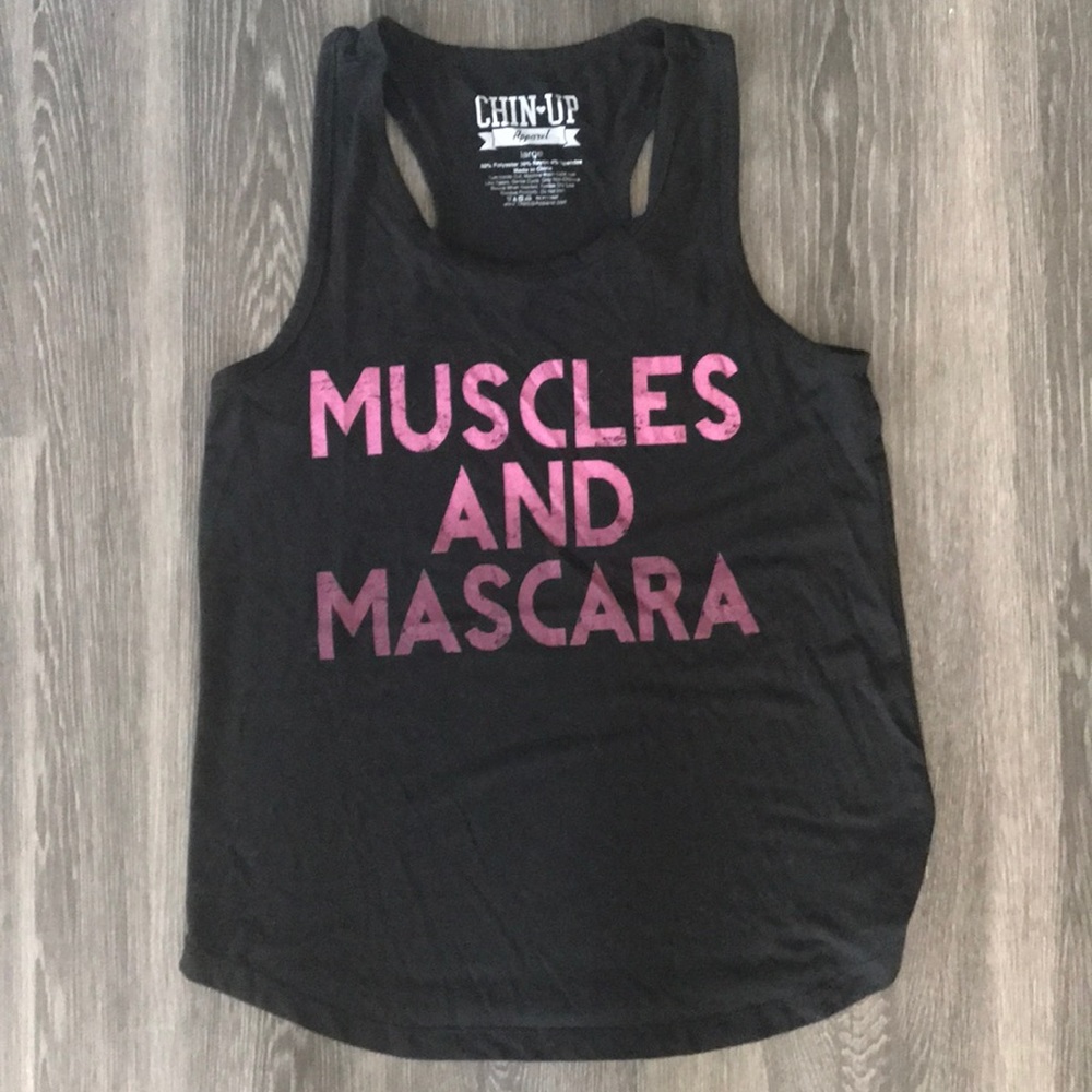 Muscles and Mascara Tank Top Black Pink Large